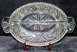 Vintage Cut Glass Floral Design Divided Oval Relish Tray- EUC - £4.64 GBP