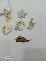Vintage  Goldtone , Silvertone with rhinestone Brooch Pin Lot, 1 signed ... - $9.55