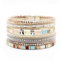 Amorcome Boho Wrap Bracelets for Women Braided Leather Rope Handmade Multi-Layer - £11.14 GBP