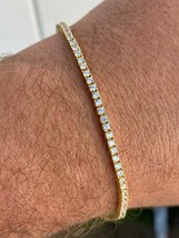 14k Yellow Gold Finish Round Cut Simulated Diamond Tennis Women&#39; Bracelet - £112.21 GBP