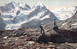 Switzerland~ Men &amp; Women Dress-Mountaineering Door ~1907 Postcard-
show origi... - £7.51 GBP