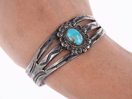 6.25&quot; 30&#39;s-40&#39;s Fred Harvey Era sterling and turquoise bracelet - £175.99 GBP