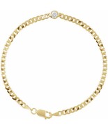 Genuine 14K Yellow Gold 1/5ct Natural Diamond Link 7&quot; Bracelet - $1,103.00