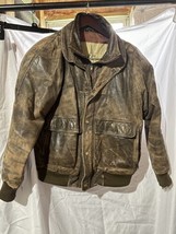 Vintage Expedition Weekends Leather Bomber Jacket Men&#39;s Small Brown Read - $49.49
