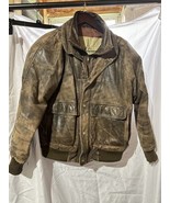 Vintage Expedition Weekends Leather Bomber Jacket Men&#39;s Small Brown Read - $49.49