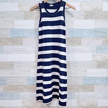 Crewcuts Striped Maxi Tank Dress Navy Blue White Cotton Casual J Crew Girls 12 - £15.93 GBP