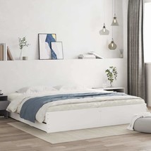 Bed Frame with Drawers White 200x200 cm Engineered Wood - $168.68