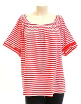 Michael Kors Coral Reef &amp; White Stripe Short Sleeve Top Shirt Women&#39;s NWT - £78.44 GBP