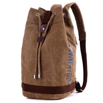 Canvas Backpack Men Large Laptop Back Pack Men&#39;s Travel Bags Bucket Rucksack Boo - £54.71 GBP