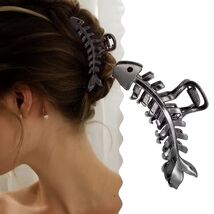 Cute Black Metal Fishbone Hair Claw Clip –  4-Inch - $21.15 CAD