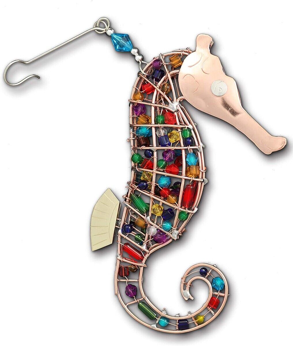 Primary image for Serene Seahorse Colorful Ocean Sea Ornament Metal Fair Trade Pilgrim Imports New