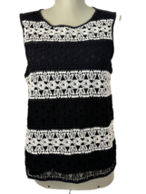 Ann Taylor Navy And White Striped Luxe Lace Shell Womens  petite size MP - £15.71 GBP