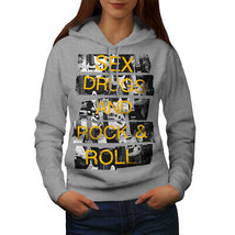 Wellcoda Sex Drugs Rock Roll Womens Hoodie, Free Casual Hooded Sweatshirt - £29.31 GBP
