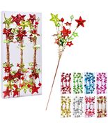17&quot; Red Green White Christmas Tree Topper Star Beads Sequin Decor - $355.16 MXN