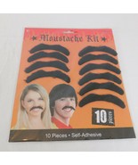 Moustache Kit 10 Piece Self Adhesive Halloween Costume Pretend Play Cosp... - £4.70 GBP