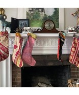 100 Pcs LOT Stockings &amp; Hangers Recycled Vintage Kantha Christmas Stocki... - $40.83 CAD+