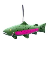 Rainbow Trout  Fish Fair Trade Nicaragua Balsa Wood Handmade Ornament - £12.45 GBP