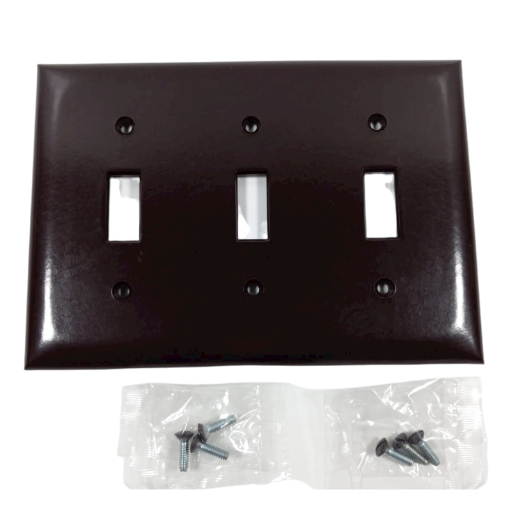 Wandplatte Plastik Drei Gang Drei Knebel Ohne Line, Brown - $7.90