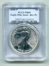 2006 P Silver Eagle Pcgs Reverse Pf 69 20TH Anniversary Set Nice Coin Premium Pq - $155.00