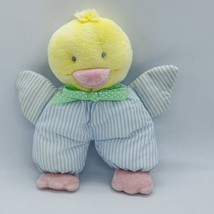 Eden Chick Duck Baby Plush Rattle Blue Striped Pink Feet Yellow Head Green Bow - $37.15