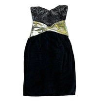 Scott McClintock 1980&#39;s Black Gold Dress Prom Formal Strapless Size 8 Wo... - $32.00