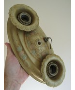 Antique ceiling light Vintage FLUSH MOUNT double 2 bulb pastel floral 19... - $69.99