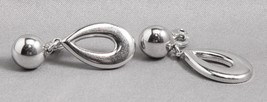 Vintage Silver Tone Clip On Earrings Jewelry g50 - £11.60 GBP