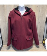 CROFT &amp; BARROW SIZE XL BURGUNDY WOMEN ZIP-UP HOODED COAT - $23.33