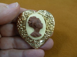 CA2-2 Rare African American LADY ivory + milk chocolate resin CAMEO Pin Pendant - £24.25 GBP