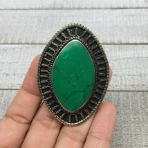 2.3&quot;x1.6&quot; Turkmen Ring Afghan Marquise Synthetic Green Turquoise,7.5,8,TR130 - £7.54 GBP