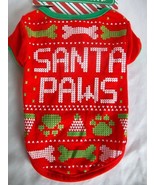 Dog Red Santa Paws Christmas Pet T-Shirt Holiday Small 11-12&quot; Faux Cross... - £15.79 GBP