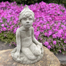 Fairy Concrete Garden Statue Outdoor Cement 6.75&quot; Yard Ornament Stone La... - $32.99