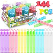 144 Pack 6 Color Mini Bubble Wands Bulk For Kids Party Favors, Pastel Rainbow Pa - £28.43 GBP