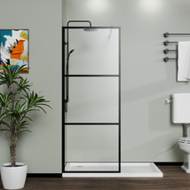 Goodyo 34&quot; Black 3-Panel Walk-In Shower Door - $254.99
