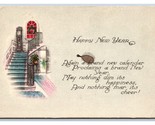 Happy New Year Stairway Clock Poem UNP DB Postcard H24 - $2.92