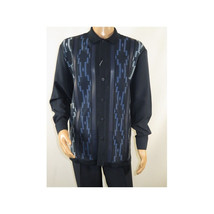Men Silversilk 2pc Fancy walking leisure suit Italian woven knits 4407 Navy Blue image 7