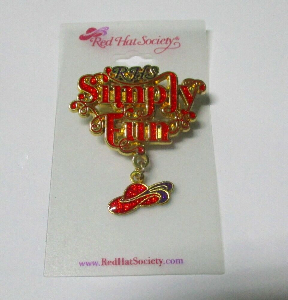 Red Hat Society Red Hat Enamel Charm Brooch Pin Mint on Card - $6.00