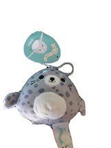 Squishmallow 3.5&quot; Odile Seal Soft Gray Spotted Plush Clip BNWT - $11.57