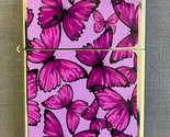 Cute Purple Butterfly Wallpaper Flip Top Dual Torch Lighter Wind Resistant - £13.25 GBP