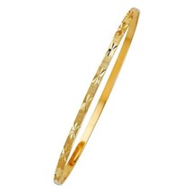Dimaya 14k Yellow Gold Ladies Diamond-Cut 3mm Solid Bangle Bracelet - £313.66 GBP