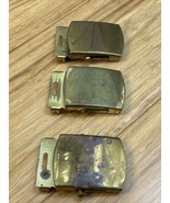 Vintage Lot Of 3 Military Gold Tone Belt Buckles KG JD - $14.85