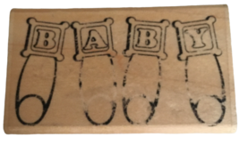 Stampabilities Rubber Stamp Baby Pins Diaper Birth Announcement Card Mak... - £4.77 GBP