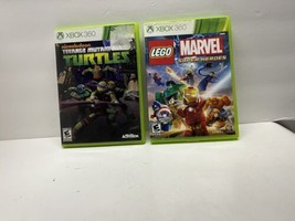 LOT of 2 Xbox 360 Games Used Lego Marvel Super Heroes And TMNT Ninja Turtle - £15.57 GBP