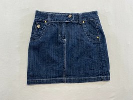 Liquid X Denim Mini Skirt Size 3/4 Stretch Cotton Blend Pockets Blue Jean - $7.92