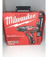 MILWAUKEE 2408-22 M12 3/8&quot; Cordless Hammer Drill/Driver Kit 12 Volt (2) ... - £109.52 GBP