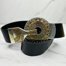 Chico&#39;s Black Genuine Leather Hook Buckle Belt Size Small S Medium M Womens - £15.78 GBP