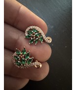 585 14K RG Stamped Vine Ivy Green Crystal Stud Earrings - $40.50