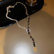 FYUAN New Golden Chain Choker Necklaces for Women Long Tassel Rhinestones Neckla - £12.90 GBP