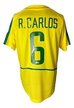 Roberto Carlos Signé Brésil Jaune Nike XL Football Jersey Bas - £224.03 GBP
