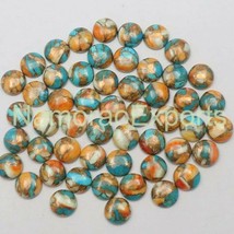 4x4mm round copper mohave turquoise cabochon loose gemstone lot 10 pcs - £7.89 GBP